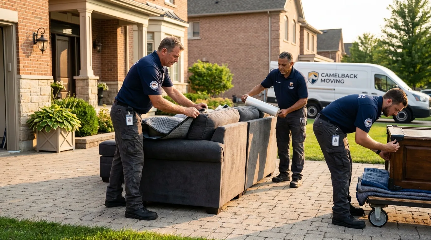 Large estate moving crew wrapping furniture in Sebring, OH
