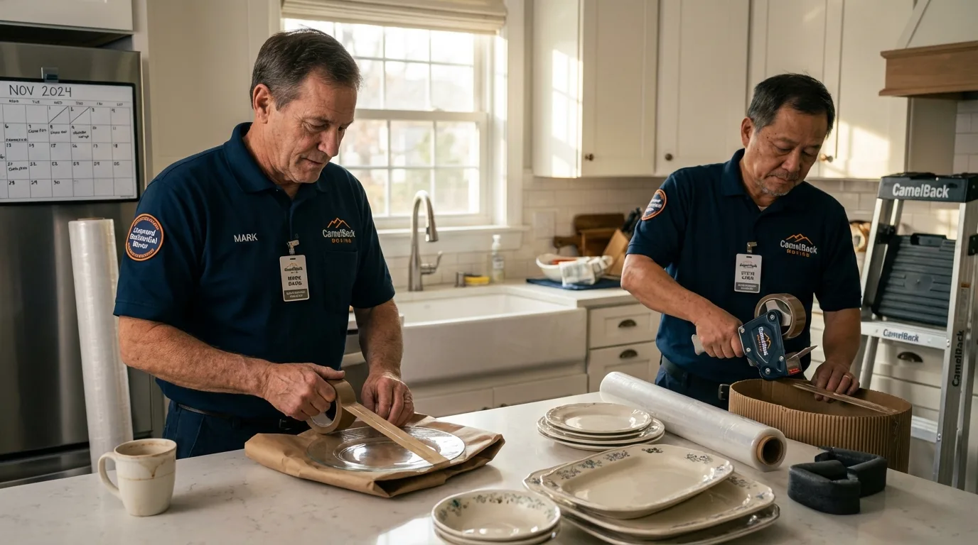 Professional crew packing kitchen dishware in Sebring, OH
